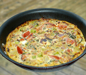 Basil-Mint Zucchini and Cherry Tomato Frittata with Goat Cheese