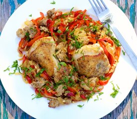 Chicken Scarpariello (Shoemaker-style) Chicken with Sausage and Hot Cherry Peppers