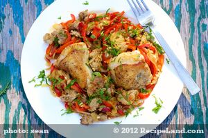 Chicken Scarpariello (Shoemaker-style) Chicken with Sausage and Hot Cherry Peppers