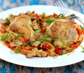 Chicken Scarpariello (Shoemaker-style) Chicken with Sausage and Hot Cherry Peppers