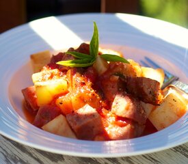 Baked Kielbasa and Potatoes in Sauce