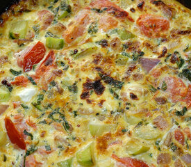 Basil-Mint Zucchini and Cherry Tomato Frittata with Goat Cheese