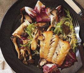 Haddock with Warm Frisee and Mushroom Salad