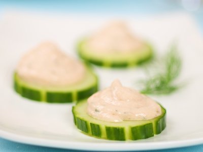 Cucumber Rounds with Smoked Salmon Mousse