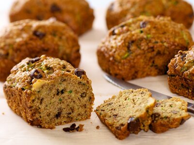 Whole Wheat Zucchini Bread with Walnuts and Chocolate Chips