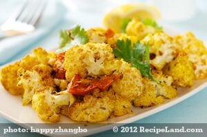 Roasted Spiced Cauliflower with Tomatoes