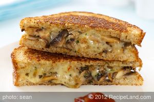 Browned Mushroom Grilled Cheese Sandwich