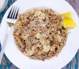 Roasted Cauliflower, Garlic and Toasted Walnuts with Pasta