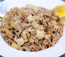 Roasted Cauliflower, Garlic and Toasted Walnuts with Pasta