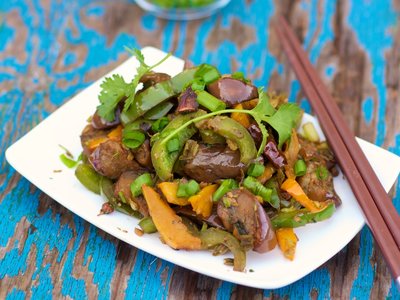 Eggplant and Bell Pepper Stir-Fry