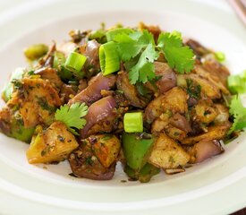 Eggplant, Crispy Potato, and Bell Pepper Stir-Fry