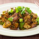 Eggplant, Crispy Potato, and Bell Pepper Stir-Fry