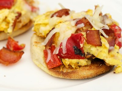 Roasted Red Pepper, Bacon and Egg McMuffins for Two