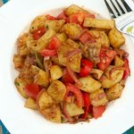 Garlicky Roasted Potato and Bell Pepper Salad