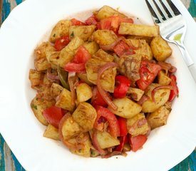 Garlicky Roasted Potato and Bell Pepper Salad