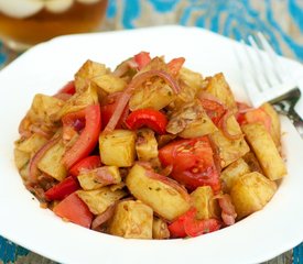 Garlicky Roasted Potato and Bell Pepper Salad