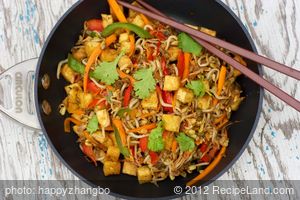 Tofu, Bean Sprouts and Bell Pepper Stir-Fry