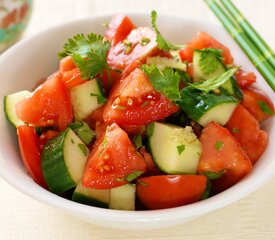 Cucumber Tomato Salad with Soy-Sesame Dressing 