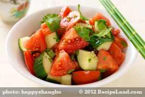 Cucumber Tomato Salad with Soy-Sesame Dressing 