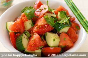 Cucumber Tomato Salad with Soy-Sesame Dressing 