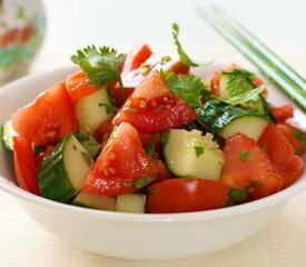 Cucumber Tomato Salad with Soy-Sesame Dressing 