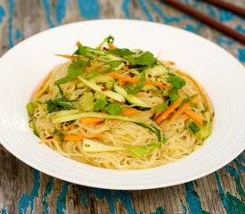 Spicy Peanut Butter Noodle Salad with Cucumber and Bok Choy