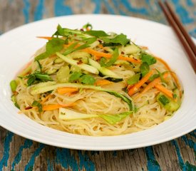 Spicy Peanut Butter Noodle Salad with Cucumber and Bok Choy