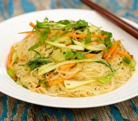 Spicy Peanut Butter Noodle Salad with Cucumber and Bok Choy