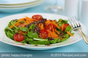 Arugula Cherry Tomato Salad with Balsamic Shallot Vinaigrette