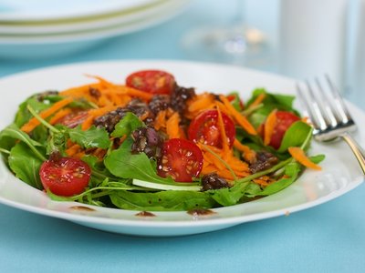 Arugula Cherry Tomato Salad with Balsamic Shallot Vinaigrette