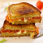 Basil Pesto and Fresh Tomato Grilled Cheese