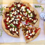 Boboli Pizza with Garlic, Peppers and Goat Cheese