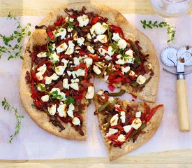 Boboli Pizza with Garlic, Peppers and Goat Cheese