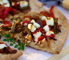 Boboli Pizza with Garlic, Peppers and Goat Cheese