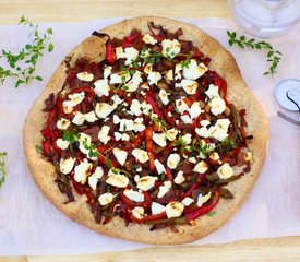 Boboli Pizza with Garlic, Peppers and Goat Cheese