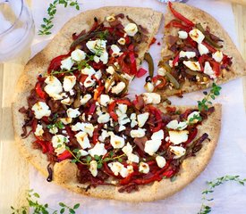 Boboli Pizza with Garlic, Peppers and Goat Cheese