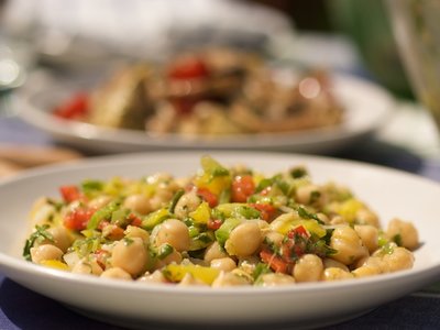 Cumin Spiced Chick-Pea Salad with Bell Pepper 