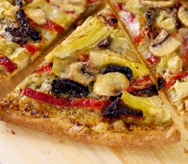 Basil Pesto, Artichoke Hearts, Sun-dried Tomato and Roasted Bell Pepper Pizza