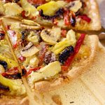 Basil Pesto, Artichoke Hearts, Sun-dried Tomato and Roasted Bell Pepper Pizza