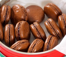 Chocolate Macarons with Raspberry Jam