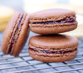 Chocolate Macarons with Raspberry Jam