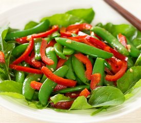 Sugar Snap Pea, Red Pepper and Arugula Salad with Soy-Sesame Dressing