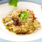 Vegetarian Barley Casserole with Sun Dried Tomato and Basil Pesto