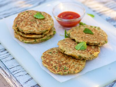 Sweet Potato and Pea Fritters 