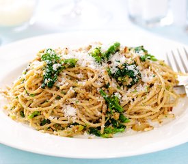 Pasta with Rapini, Toasted Garlic, Bread Crumbs and Parmesan