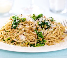 Pasta with Rapini, Toasted Garlic, Bread Crumbs and Parmesan