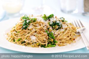 Pasta with Rapini, Toasted Garlic, Bread Crumbs and Parmesan