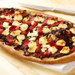 Caramelized Onion, Roasted Bell Pepper and Goat Cheese Flatbread 