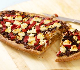 Caramelized Onion, Roasted Bell Pepper and Goat Cheese Flatbread 