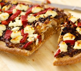 Caramelized Onion, Roasted Bell Pepper and Goat Cheese Flatbread 